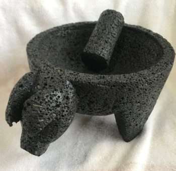 8 inch molcajete with piggy face